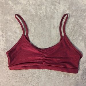 Fabletics | Light-Impact Metallic Red Rouched Sports Bra